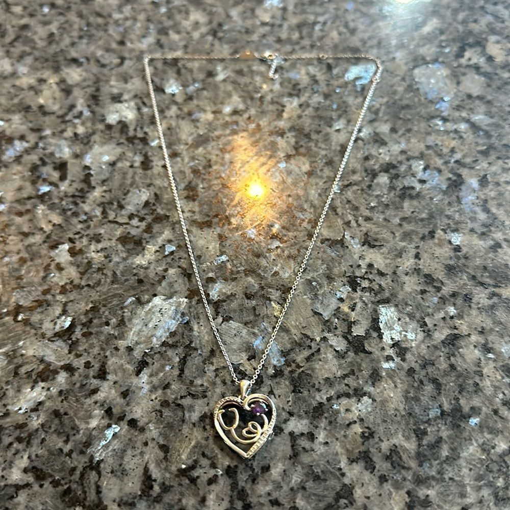 Silver & Amethyst nurse necklace (7005)